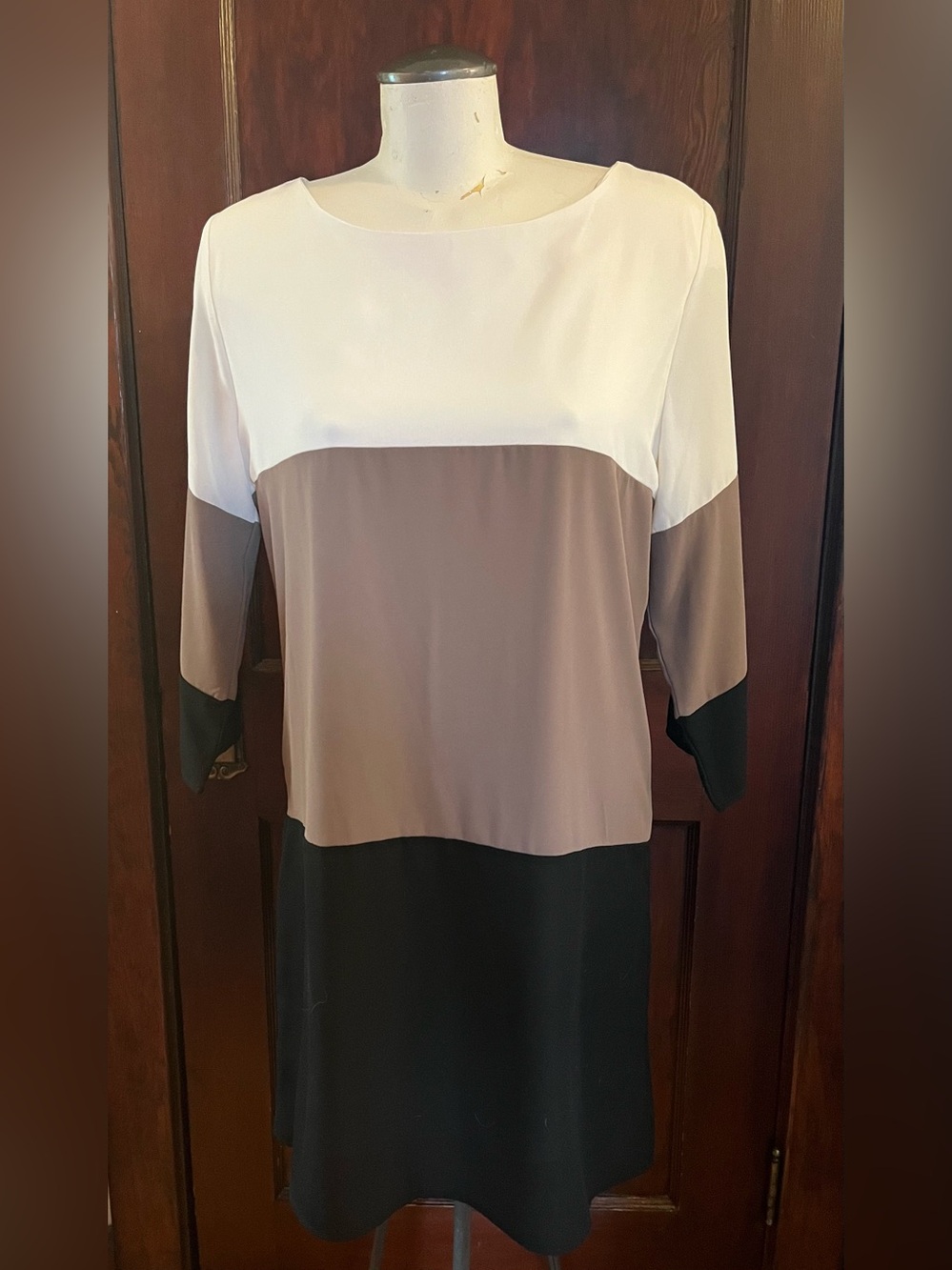 Lulu’s Colorblock Dress in White, Taupe & Black - Size Medium (see measurements)